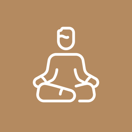 Minimalist Darstellung einer sitzenden Person in Meditationshaltung.